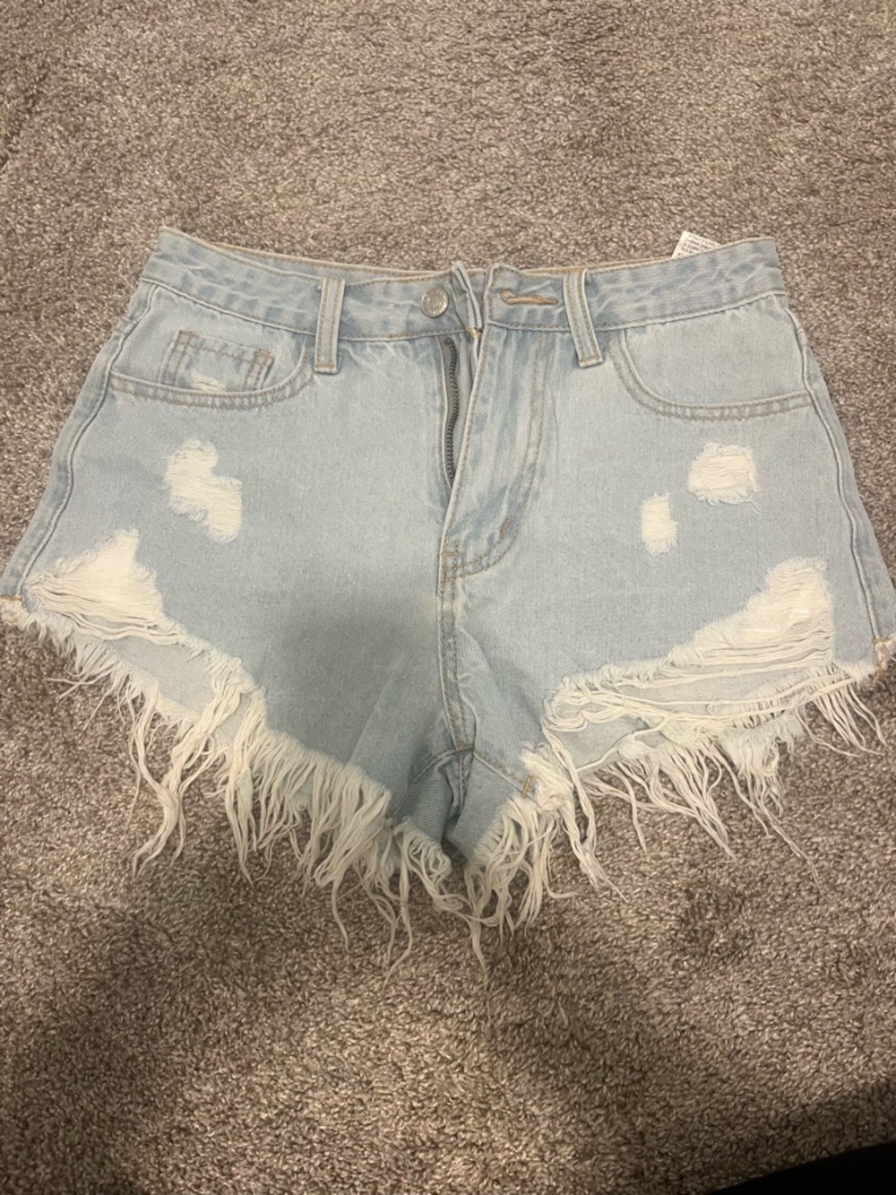 Light Blue Distressed Denim Shorts